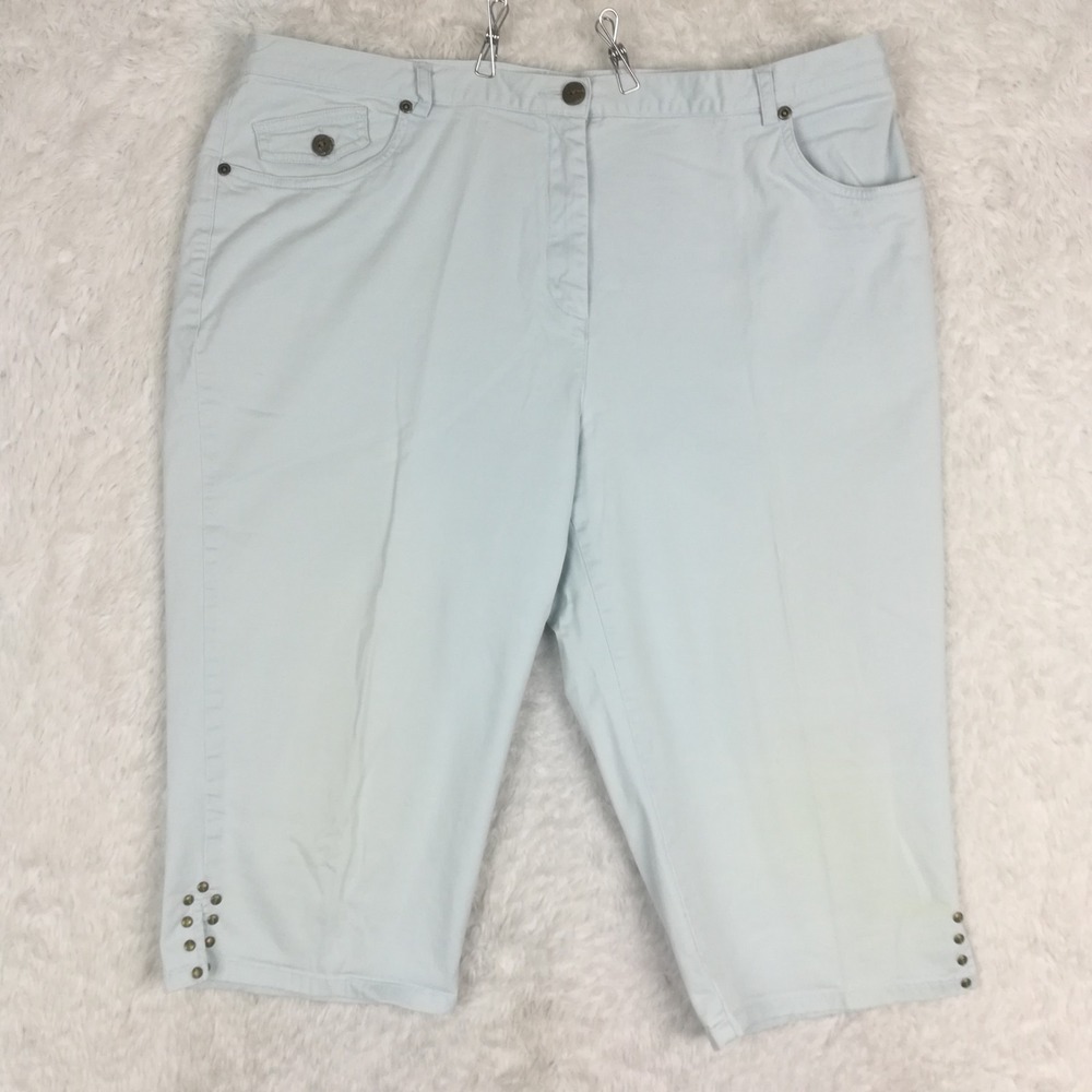 Hearts Of Palm Womens Pants Capri Straight Leg Light Blue High Rise Plus 18